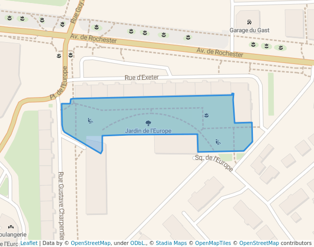 walking in Jardin de l'Europe map in Rennes