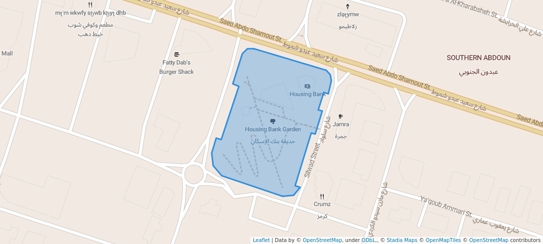 walking in Housing Bank Garden map in Amman