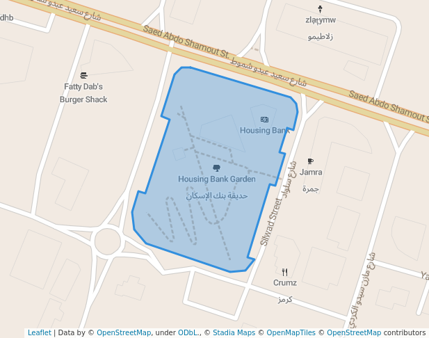 walking in Housing Bank Garden map in Amman