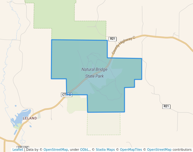 walking in Natural Bridge State Park map in North Freedom