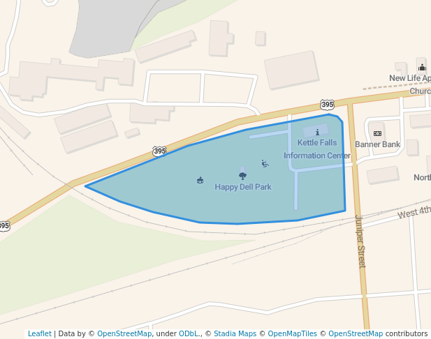 walking in Happy Dell Park map in Kettle Falls