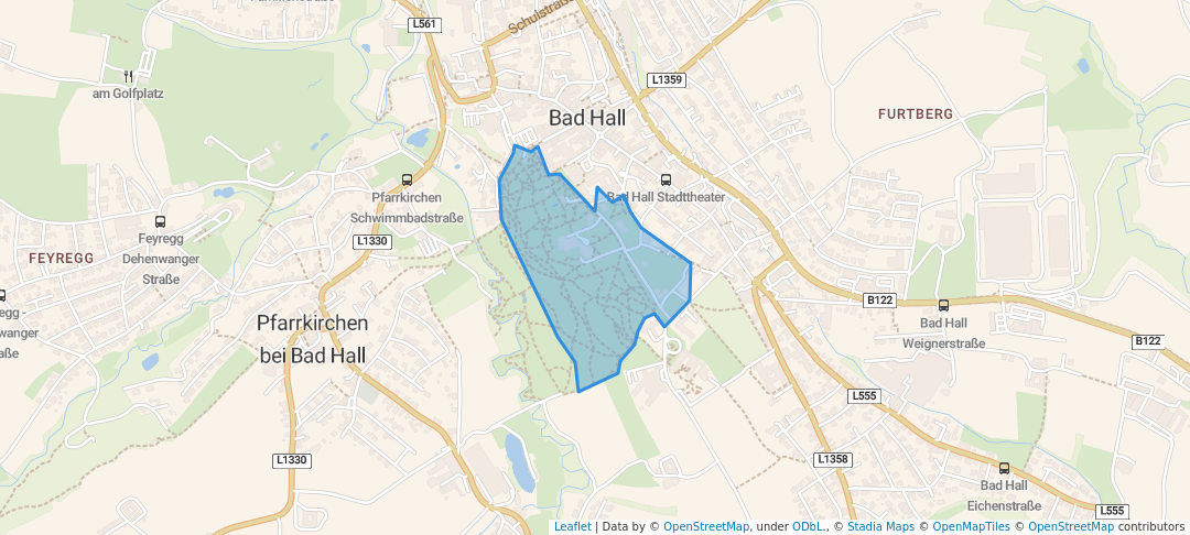 walking in Kurpark Bad Hall map in Bad Hall