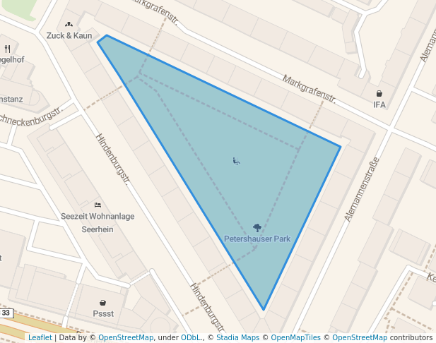 walking in Petershauser Park map in Konstanz