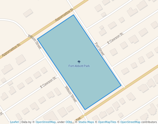 walking in Fort Abbott Park map in Hopewell