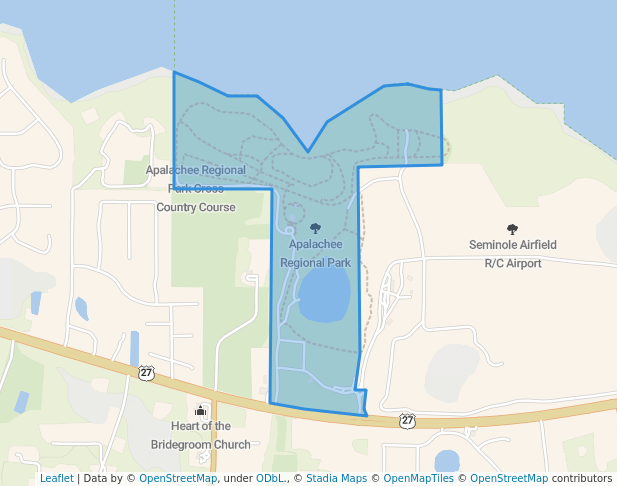 walking in Apalachee Regional Park map in Tallahassee