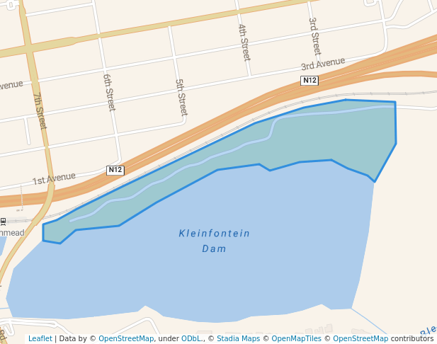 walking in Danie Taljaard Park map in Benoni
