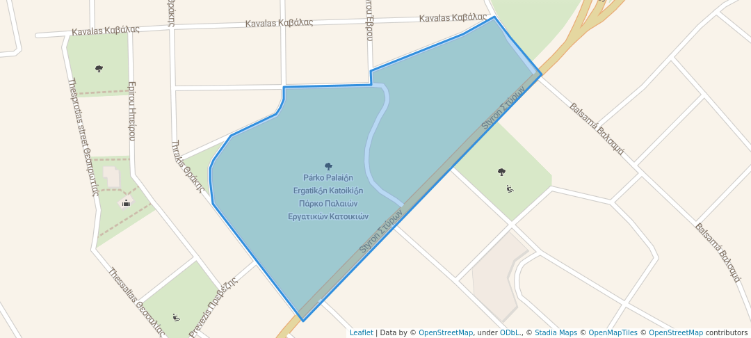 walking in Πάρκο Παλαιών Εργατικών Κατοικιών map in Chalkida