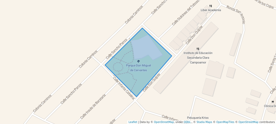 walking in Parque Don Miguel de Cervantes map in Yunquera de Henares