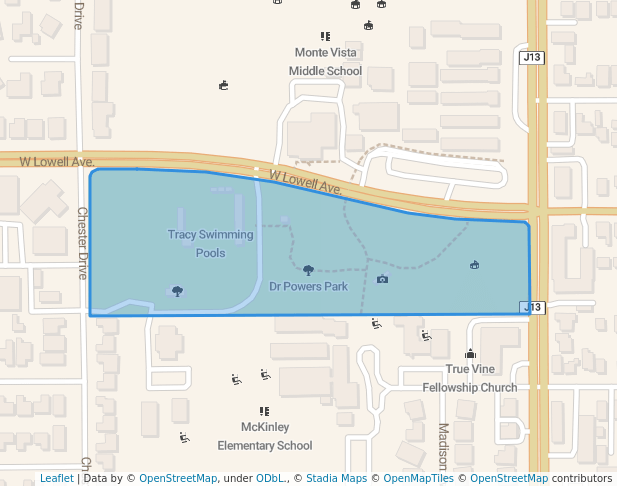 walking in Dr Powers Park map in Tracy