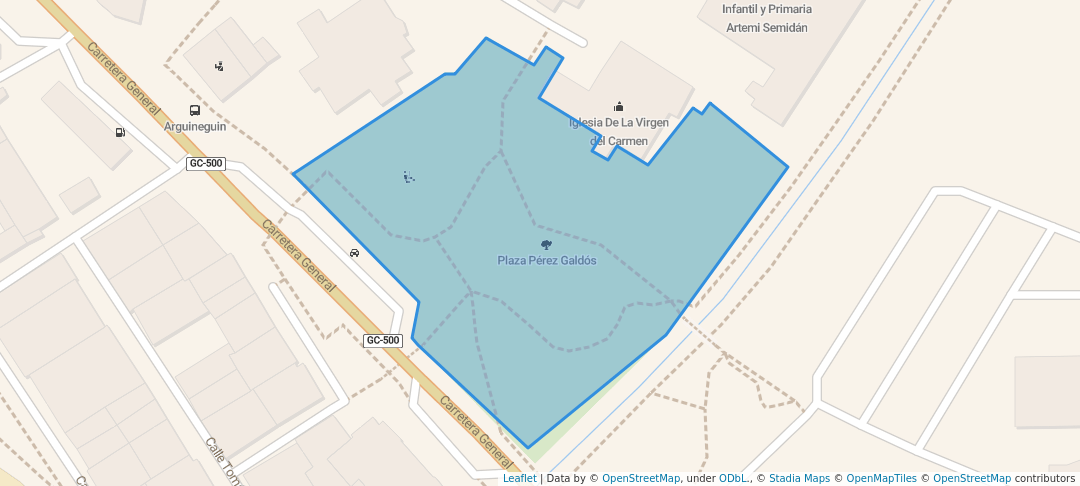 walking in Plaza Pérez Galdós map in Arguineguín