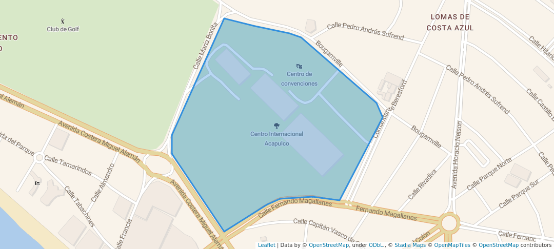 walking in Centro Internacional Acapulco map in Acapulco de Juárez