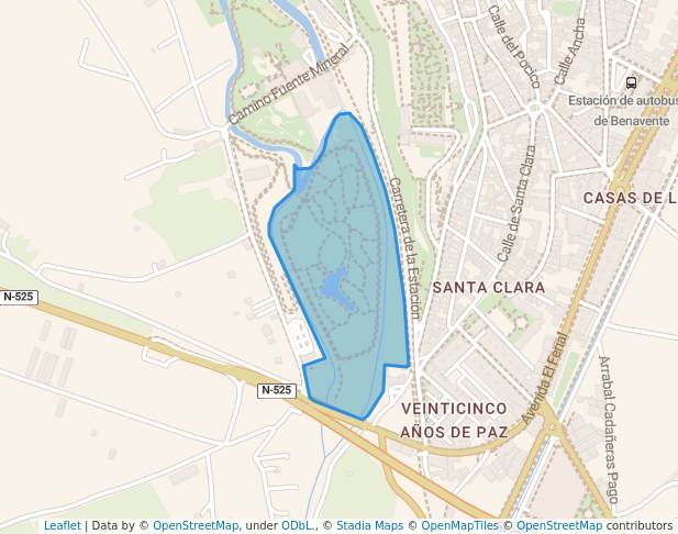 walking in Prado de las Pavas map in Benavente