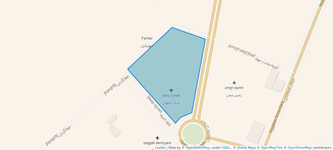 walking in پارک رضوان map in Qorveh