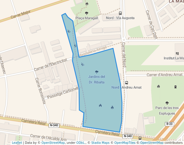 walking in Jardins del Dr. Ribalta map in Esplugues de Llobregat