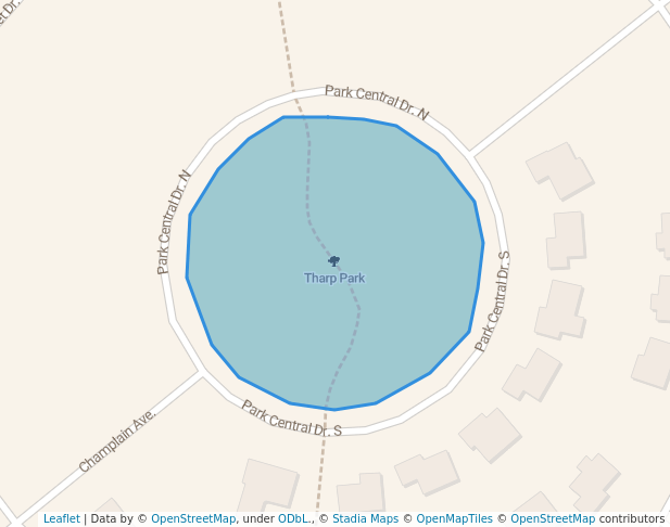 walking in Tharp Park map in Tinley Park