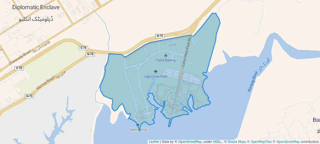 walking in Lake View Park map in Islamabad