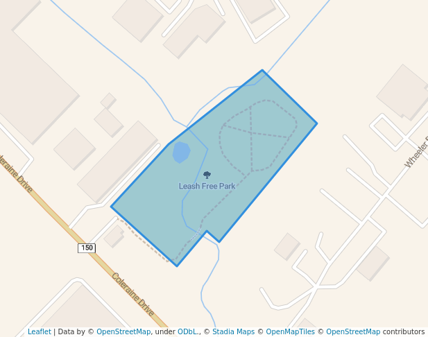 walking in Leash Free Park map in Bolton