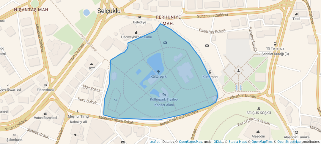 walking in Kültürpark map in Konya