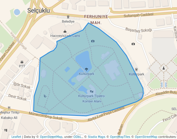 walking in Kültürpark map in Konya