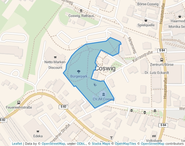 walking in Bürgerpark map in Coswig