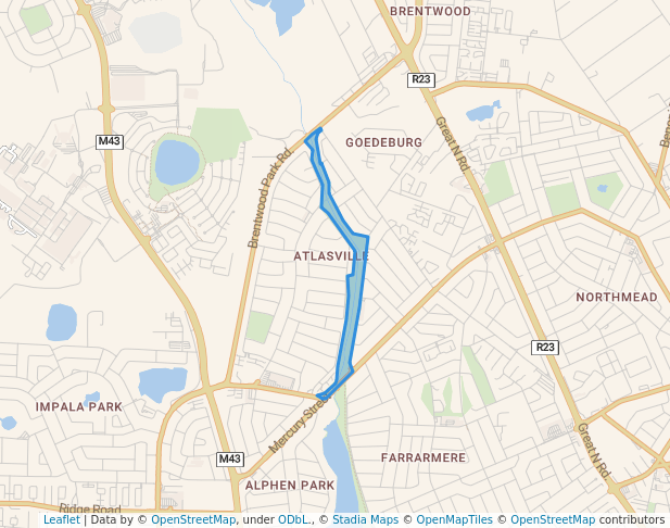 walking in Atlasvlei Park map in Boksburg