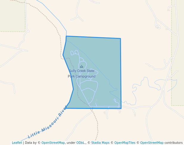 walking in Sully Creek State Park map in Medora