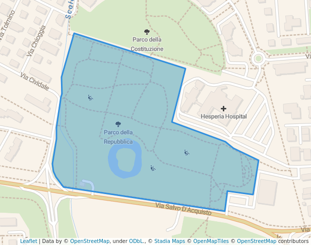 walking in Parco della Repubblica map in Modena