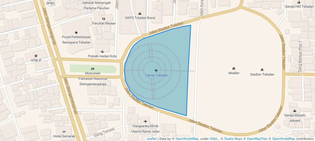walking in Taman Teladan map in Medan