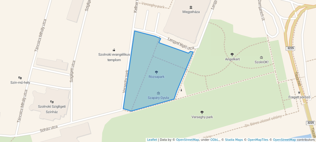 walking in Rózsapark map in Szolnok