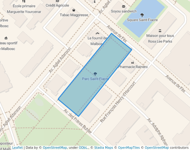 walking in Parc Saint-Fiacre map in Montpellier