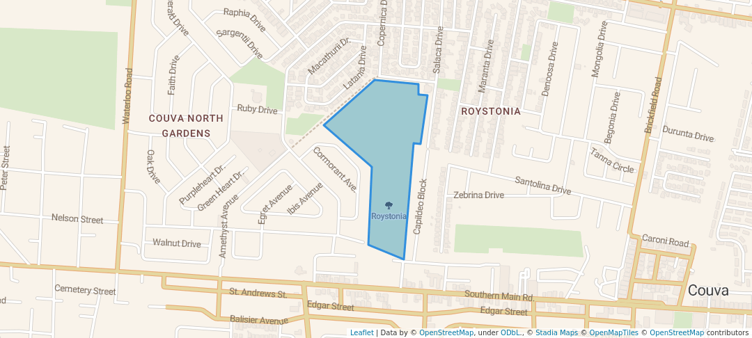 walking in Roystonia map in Couva