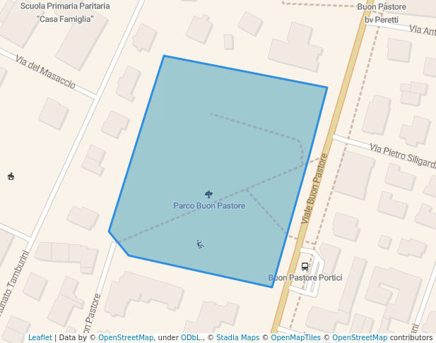 walking in Parco Buon Pastore map in Modena