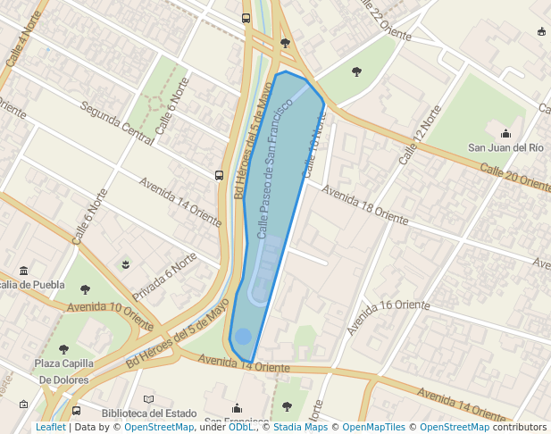 Paseo de San Francisco along Blvd. Heroes del 5 de Mayo