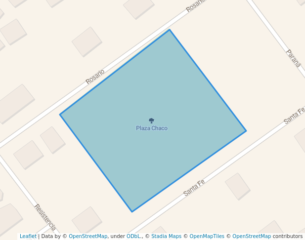 walking in Plaza Chaco map in Villa Carlos Paz