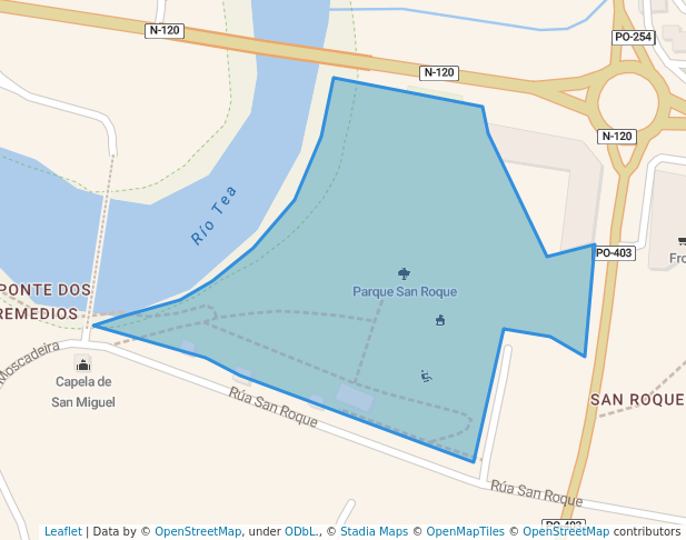 walking in Parque San Roque map in Ponteareas