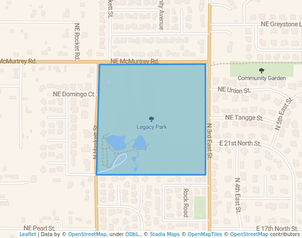 walking in Legacy Park map in Mountain Home