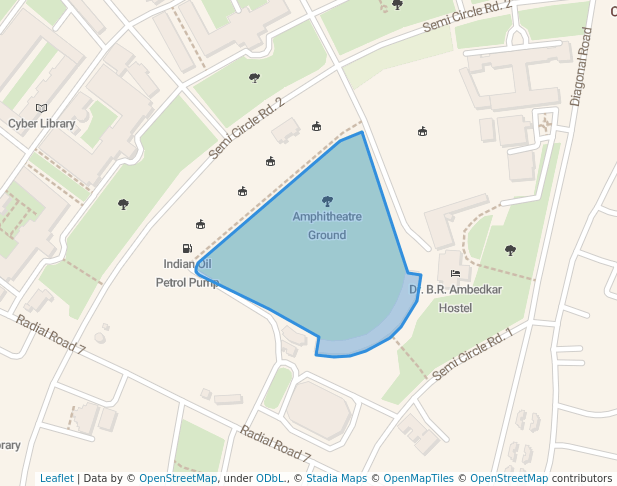 walking in Amphitheatre Ground map in Varanasi