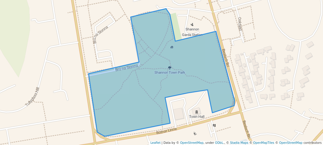 walking in Shannon Town Park map in Shannon
