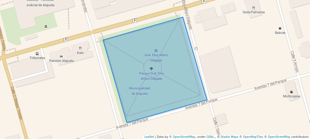 walking in Parque Gral. Eloy Alfaro Delgado map in Alajuela