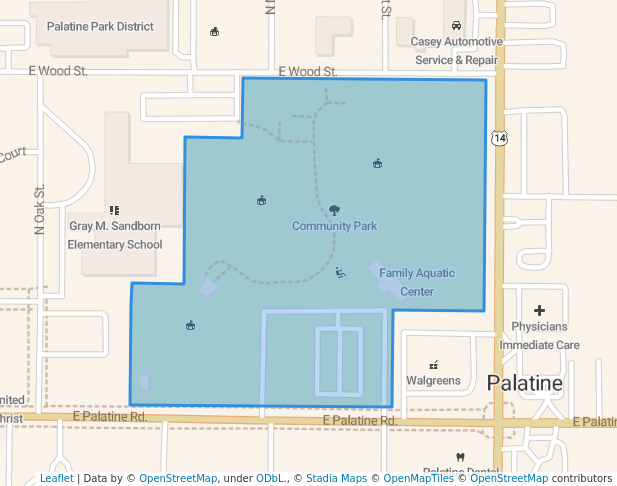 walking in Community Park map in Palatine