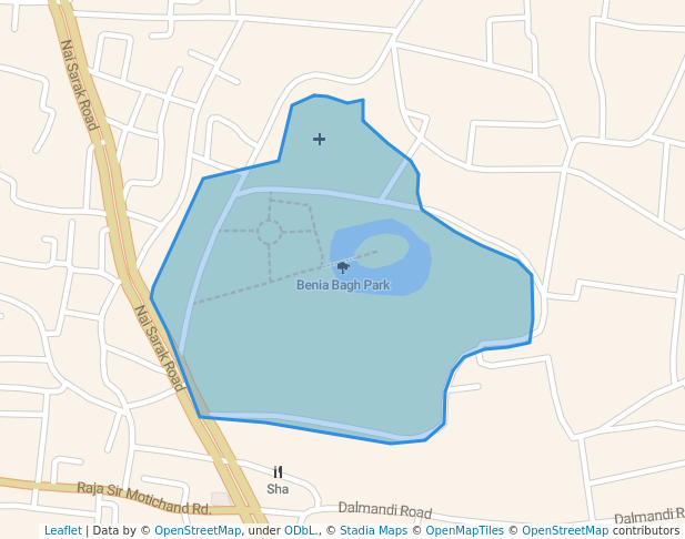 walking in Benia Bagh Park map in Varanasi