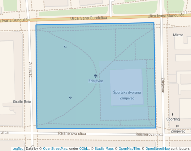 walking in Zrinjevac map in Osijek