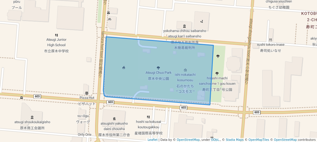 walking in Chuo Park map in Atsugi