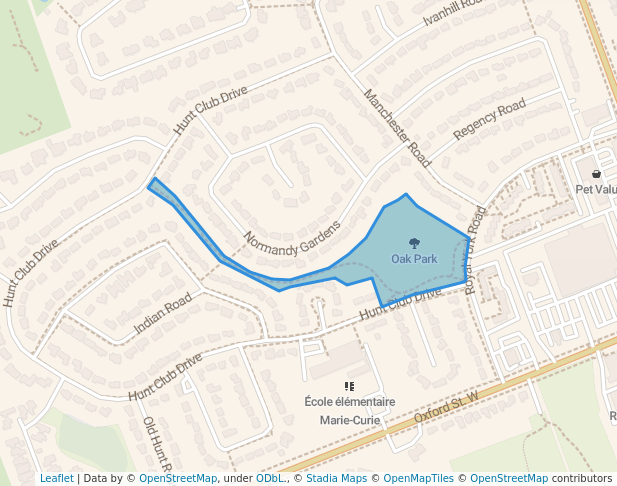 walking in Oak Park map in London