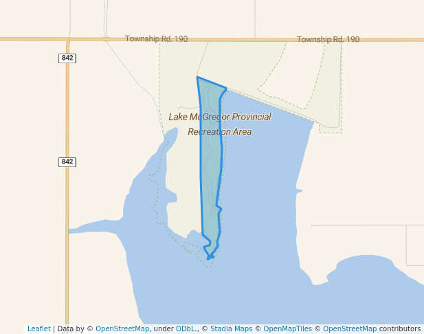 walking in Lake McGregor Provincial Recreational Area map in Milo