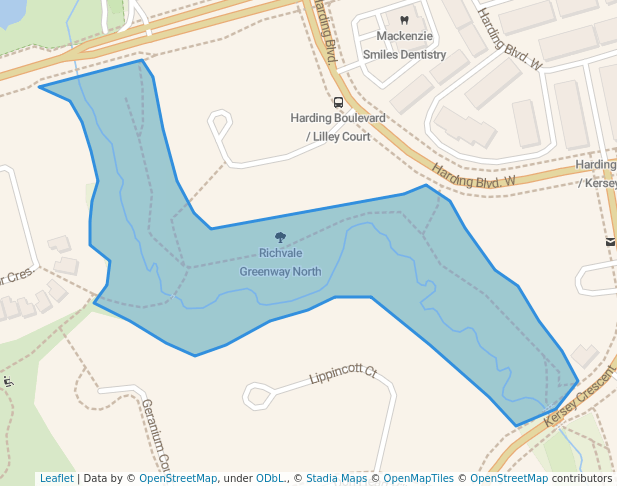 walking in Richvale Greenway North map in Richmond Hill