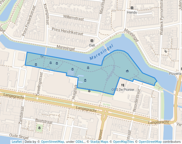 walking in Huigpark map in Leiden