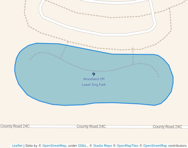 walking in Woodland Off Leash Dog Park map in Woodland