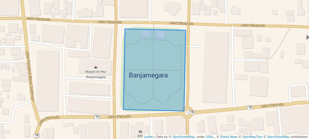 walking in Alun-Alun Banjarnegara map in Banjarnegara
