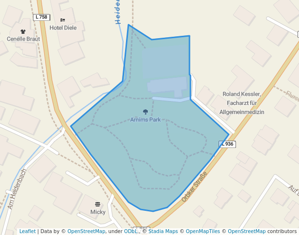 walking in Arnims Park map in Detmold